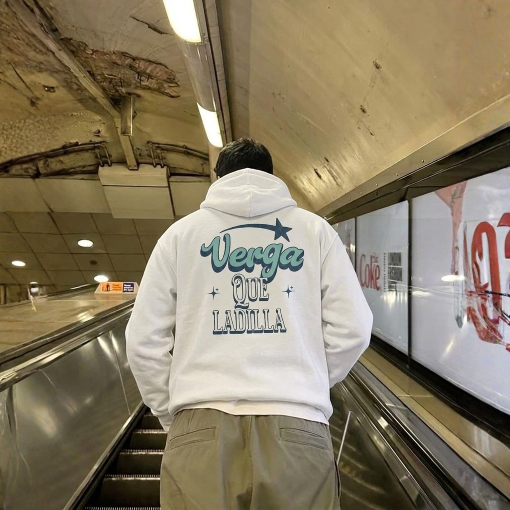 Verga Que Ladilla Unisex White Hoodie